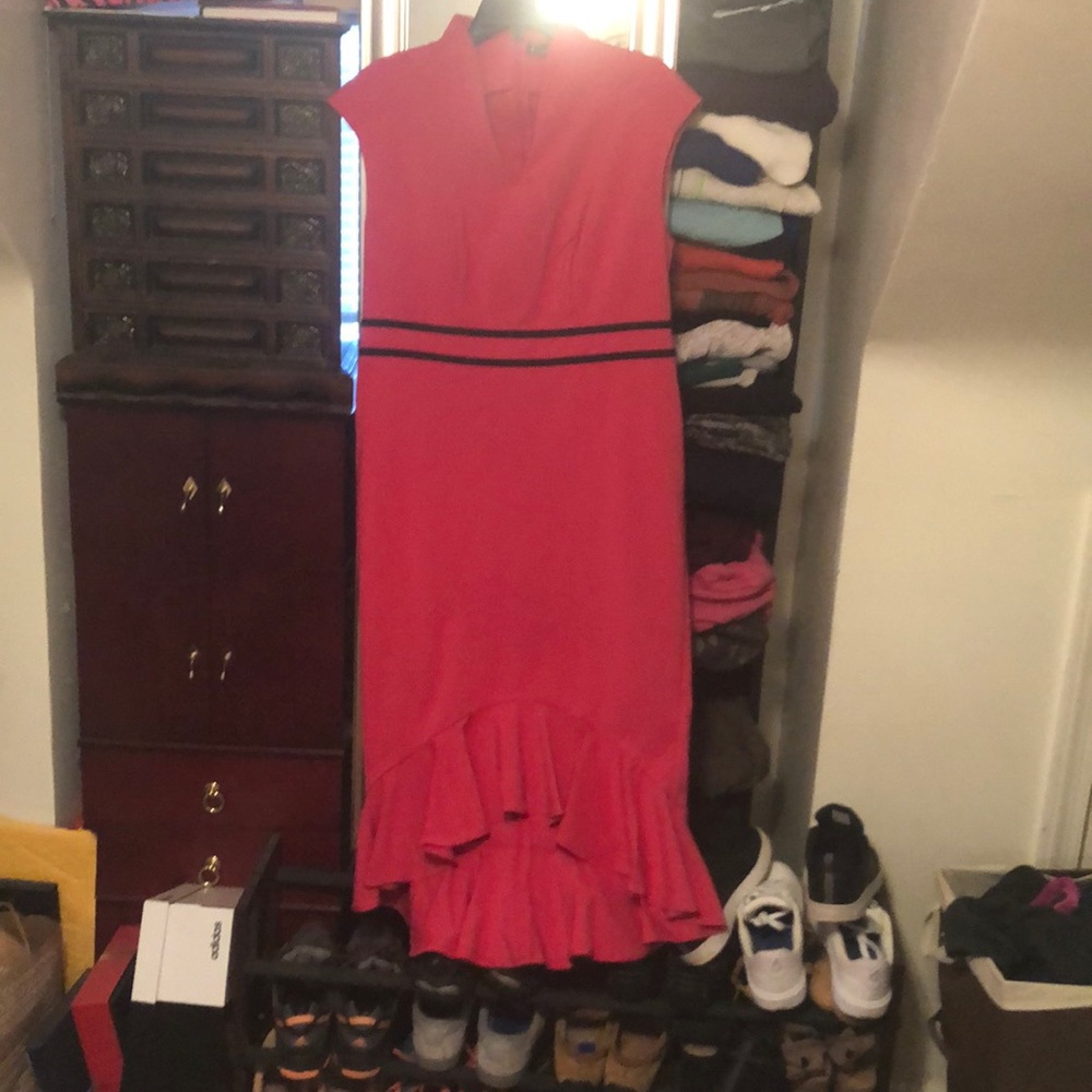Hot pink, High/Low ruffle dress